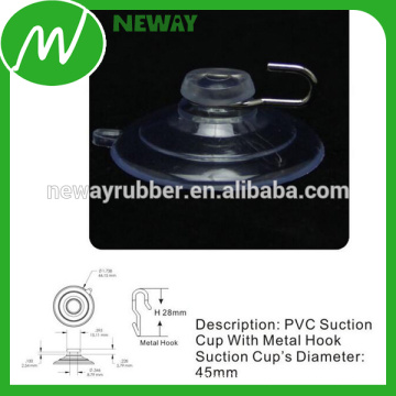 Convenient 45mm Metal Hook Suction Cup PVC